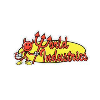 World Industries Skateboard Sticker Oval Logo Die Cut 4" x 2"