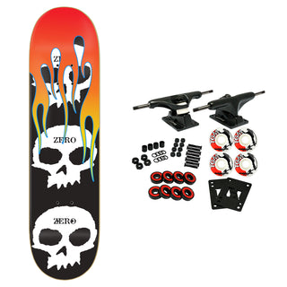 Zero Skateboard Complete 3 Skulls with Flames 8.25" x 31.9"