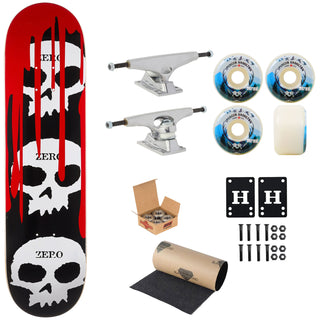 Zero Skateboard 3 Skulls with Blood 8.5" Krux, Independent, Satori Premium Kit