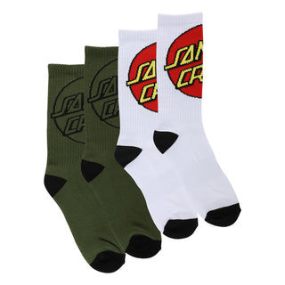 Santa Cruz Skateboards Socks Big Cruz 2-Pack White/Army Multi
