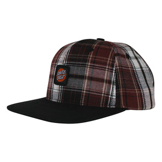 Santa Cruz Skateboards Hat Cruz Label Snapback Maroon Plaid