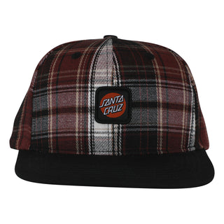 Santa Cruz Skateboards Hat Cruz Label Snapback Maroon Plaid