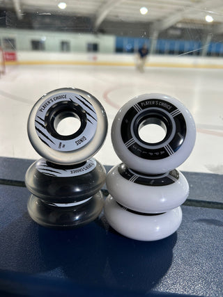 Player's Choice Indoor Roller Hockey Goalie Wheels 10-Pack - 59mm Extra Soft 74A (6) + Medium 78A (4) Concept