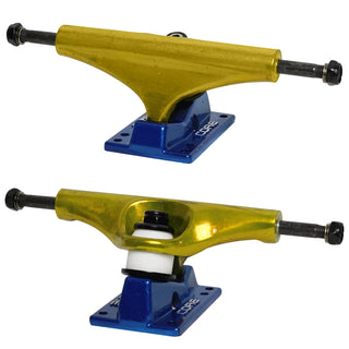 Core Hollow Trucks 5.25 (8.0") Anodized Gold With Blue Base (Hollow Kingpin)