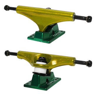 Core Hollow Trucks 5.25 (8.0") Anodized Gold With Green Base (Hollow Kingpin)