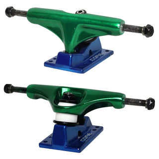 Core Hollow Trucks 5.0 (7.75") Anodized Green With Blue Base (Hollow Kingpin)