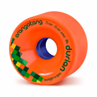 Orangatang Longboard Wheels Durian Orange 75mm 80A with Loaded Jehu V2 Bearings
