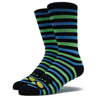 Toy Machine Skateboards Socks Monster Face Mini Stripes Green Adult Crew