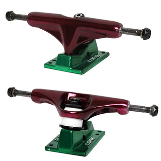 Core Hollow Trucks 5.0 (7.75") Anodized Red With Green Base (Hollow Kingpin)