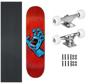 Santa Cruz Skateboard Screaming Hand Red 8.0" x 31.6" with Powell Mini Logo Package