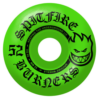Spitfire Skateboard Wheels 52mm Green Burners with Bronson Pro G3 Bearings