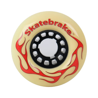 Longboard Wheels 76mm 82A White Rearset with Plastic Core "Skatebrake" Graphic