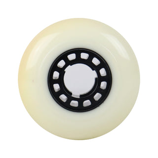 Longboard Wheels 76mm 82A White Rearset with Plastic Core "Skatebrake" Graphic