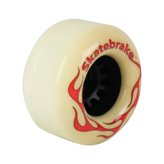 Longboard Wheels 76mm 82A White Rearset with Plastic Core "Skatebrake" Graphic