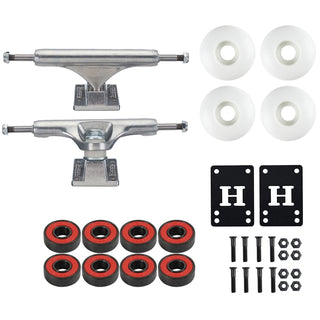 Slappy Skateboard Trucks Inverted Hollow Silver 8.25" Package with Wheels/Bearings/Hardware