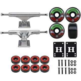 Slappy Skateboard Trucks Inverted Hollow Silver 8.75" Package Triclops Wheels/Bearings/Hardware