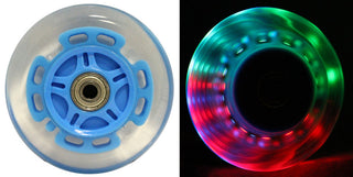 LED Scooter Wheels Set of 2 With Bearings - Blue/Clear