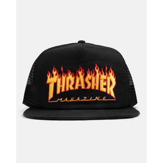 Thrasher Magazine Hat Flame Embroidered Mesh Black