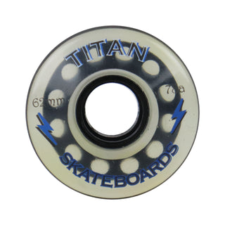 Longboard Wheels 62mm 78A White Rearset "Titan Skateboards" Graphic