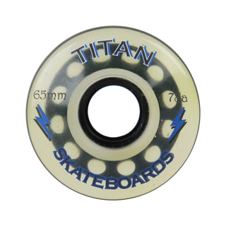 Longboard Wheels 65mm 78A White Rearset "Titan Skateboards" Graphic