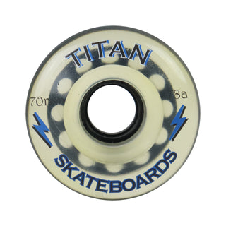 Longboard Wheels 70mm 78A White Rearset "Titan Skateboards" Graphic