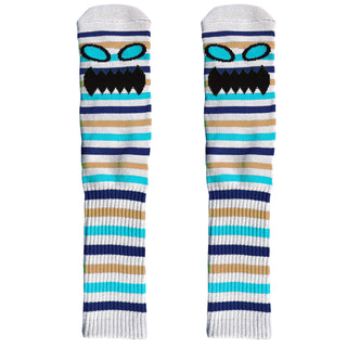 Toy Machine Skateboard Socks Monster Face Mini Stripes Blue Crew Pair