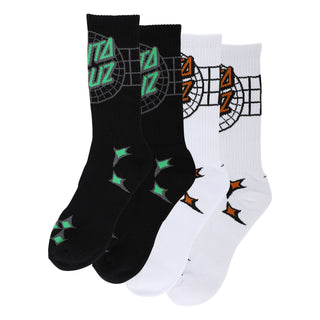 Santa Cruz Skateboards Socks Vector Contest 2-Pack Black/White Multi